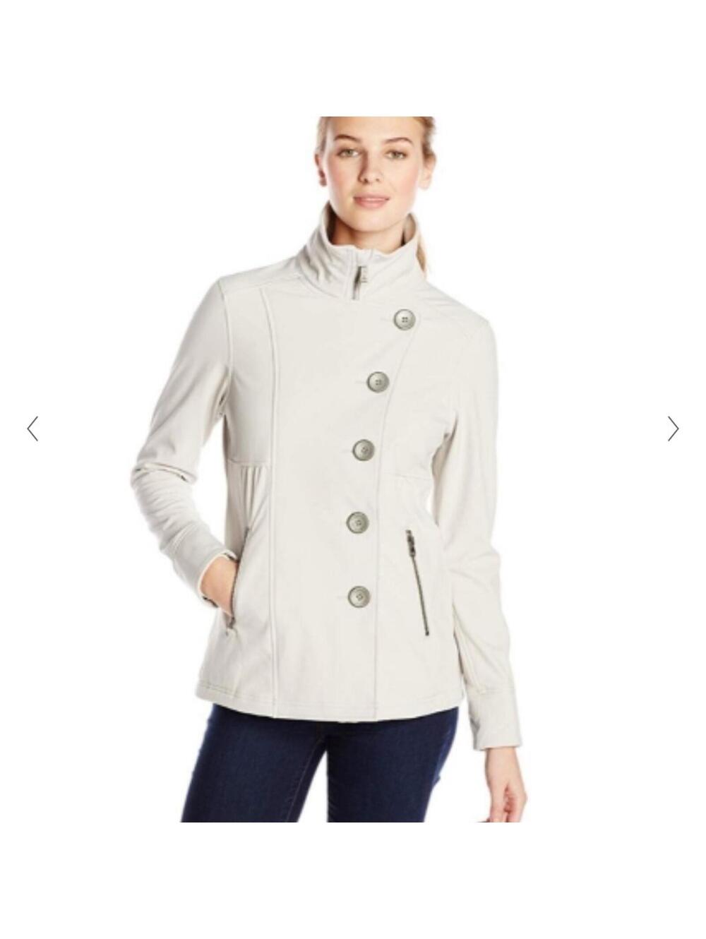 prAna Martina Softshell Jacket White Cream Fleece Lined Button Full Zip XS